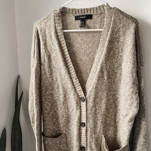 Beige Button-Detail Cardigan